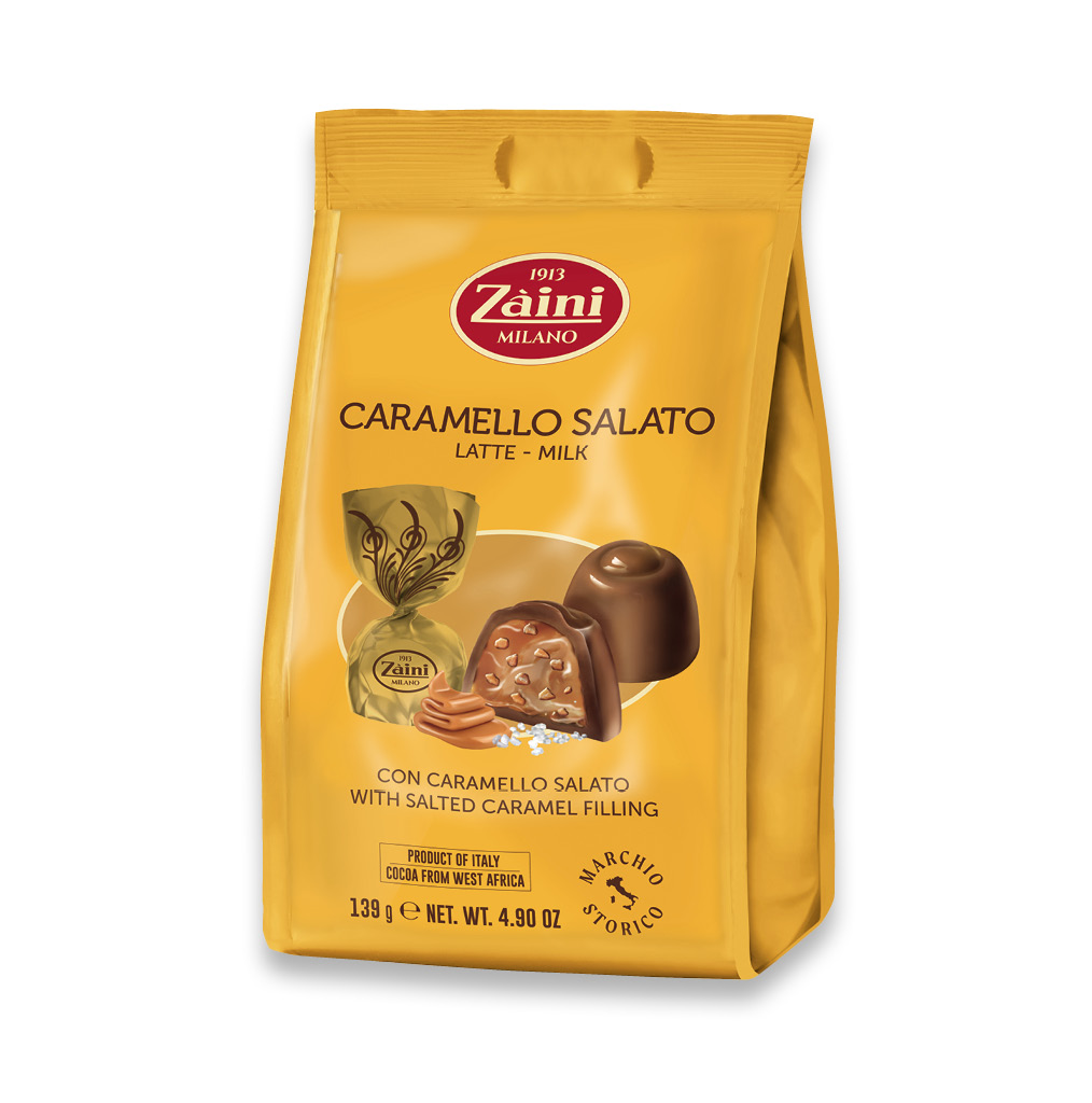 PRALINE DI CIOCCOLATO AL LATTE - CARAMELLO SALATO E CARAMELLO SALATO CROCCANTE 139g