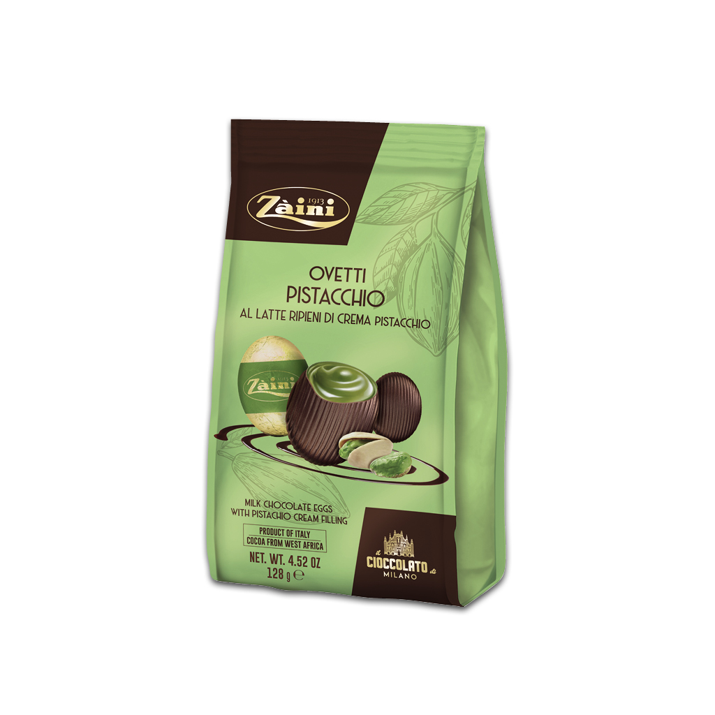 milk chocolate eggs with pistachio cream filling 128g